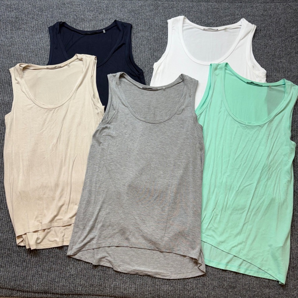 Tahari Tank Top Lot of 5 Womens Small Flowy Sleeveless Navy Teal Neutral Colors